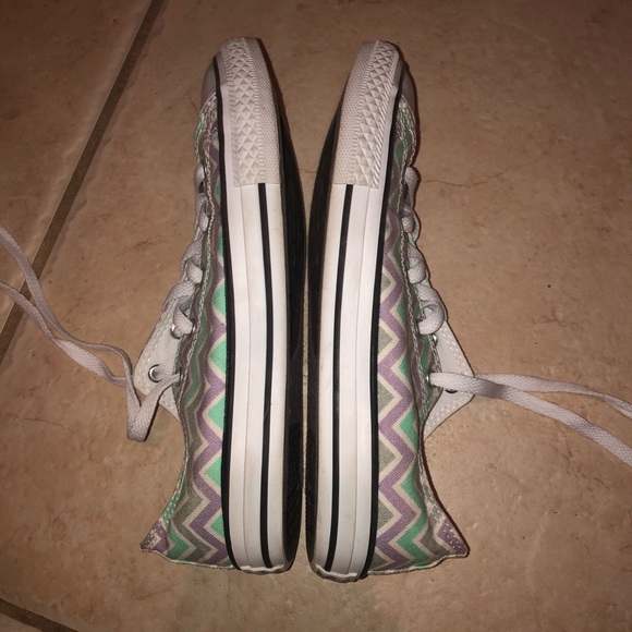 ‼️MINT & PURPLE CHEVRON CONVERSE SIZE 4 JUNIORS - Picture 5 of 10